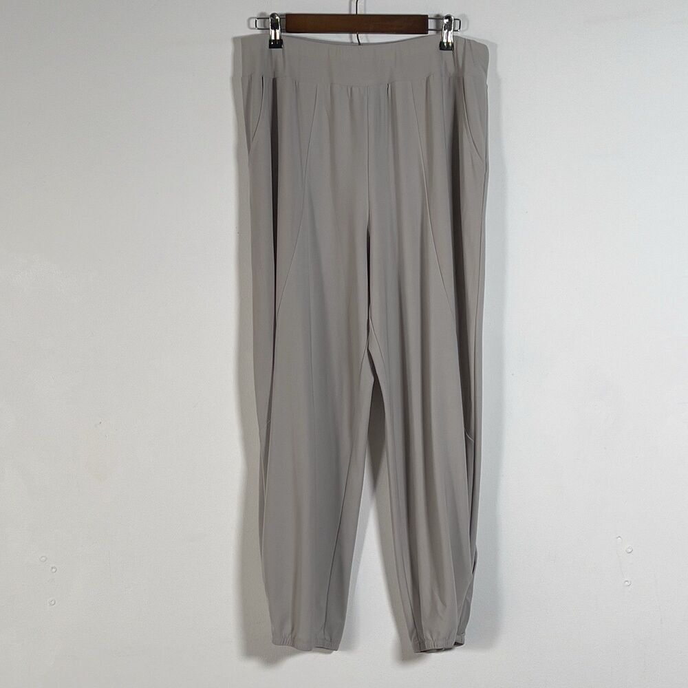 IC by Connie K Harem Side Pleats Elastic Ankle Pants Womens Sz XL Gray Pull-On